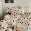 Nayoroom Heart Duvet Cover Twin Size Cute Red Love Heart Printed On White Bedding Set 2Pcs Kids Girls Kawaii Heart-Shaped Patter
