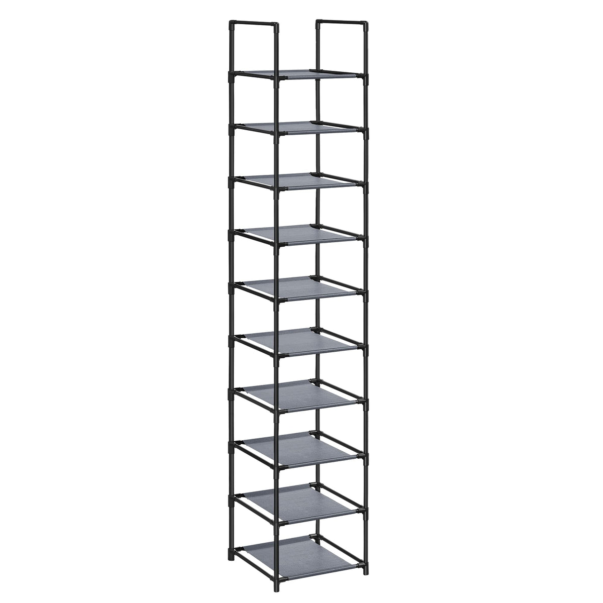 Songmics Shoe Rack, 10 Tier Shoe Shelf, Shoe Storage Organizer, Space-Saving, 13 X 13 X 68.1 Inches, Metal Frame, Non-Woven Fabric Shelves, For Entryway, Bedroom, Grey Ulsr110G01