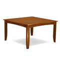 East West Furniture PFNA7-SBR-C 7 Piece Kitchen Table & Chairs Set Consist of a Square Dining Room Table with Butterfly Leaf and 6 Linen Fabric Dining Chairs, 54x54 Inch, Saddle Brown