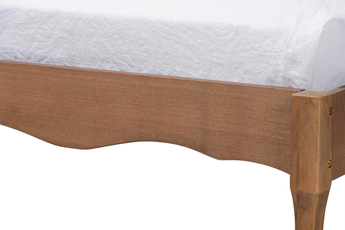 Baxton Studio Marieke Vintage French Inspired Ash Walnut Finished Wood Twin Size Platform Bed Frame