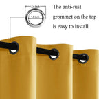 Jiuzhen Blackout Curtains With Tiebacks - Thermal Insulated, Light Blocking And Noise Reducing Grommet Curtain Drapes For Bedroom And Living Room, Set Of 2 Panels, Yellow, 52 X 84 Inch Length