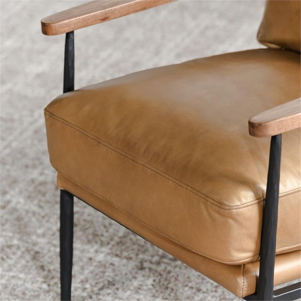 Kosas Home Arnold Cushion Back Transitional Leather Club Chair in Brown/Black