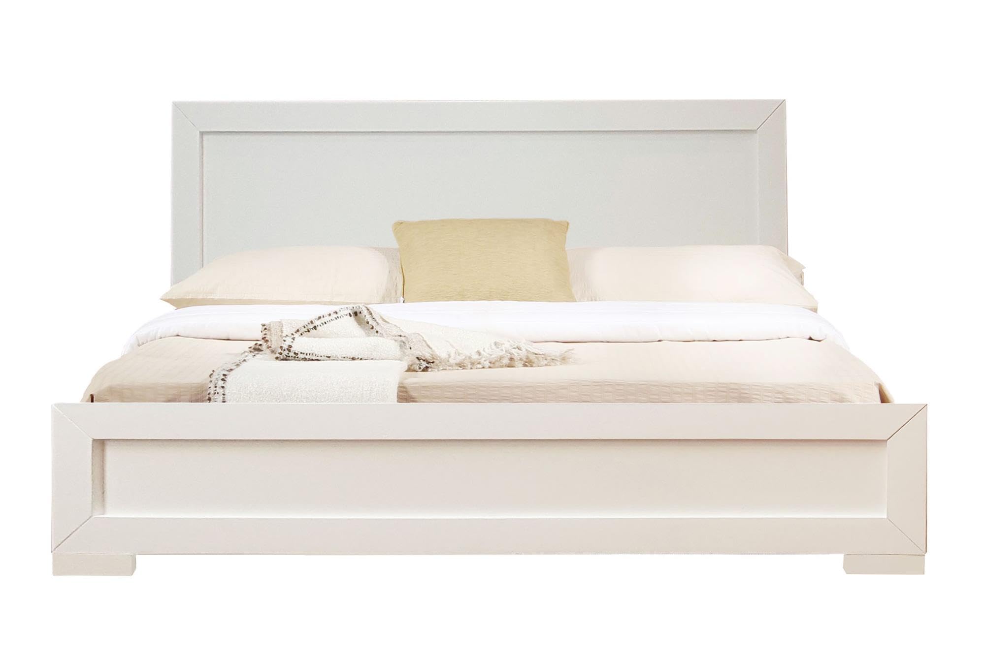 Trent Wooden Platform Bed in White, Full/ White