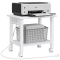 TUTOTAK 2 Tier Printer Stand, Rolling Printer Cart with Power Outlets and USB Ports, Mobile Printer Table with Wheels, for Under