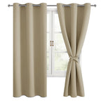 Hiasan Blackout Curtains For Bedroom And Living Room, Light Blocking, Noise Reducing Window Curtain Panels, Tiebacks Included, Set Of 2, Grommet Top (Taupe, Width 38 Inch X Length 72 Inch)