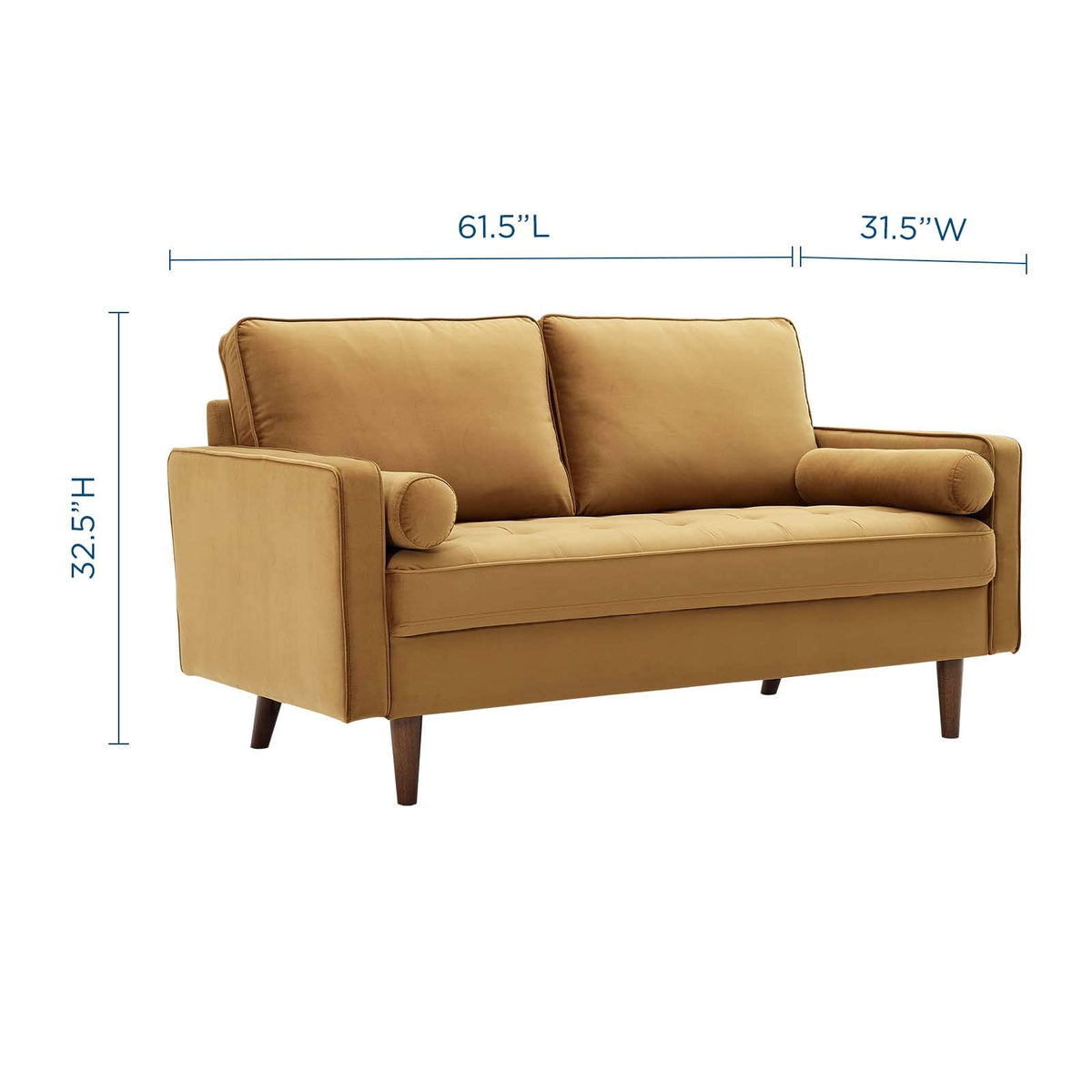 Modway Valour Performance Velvet Loveseat, Cognac Valour Performance Velvet Loveseat