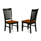 East West Furniture SUWE3-BCH-W 3 Piece Dining Room Furniture Set Contains a Round Kitchen Table with Dropleaf & Shelves and 2 Dining Chairs, 42x42 Inch, Black & Cherry