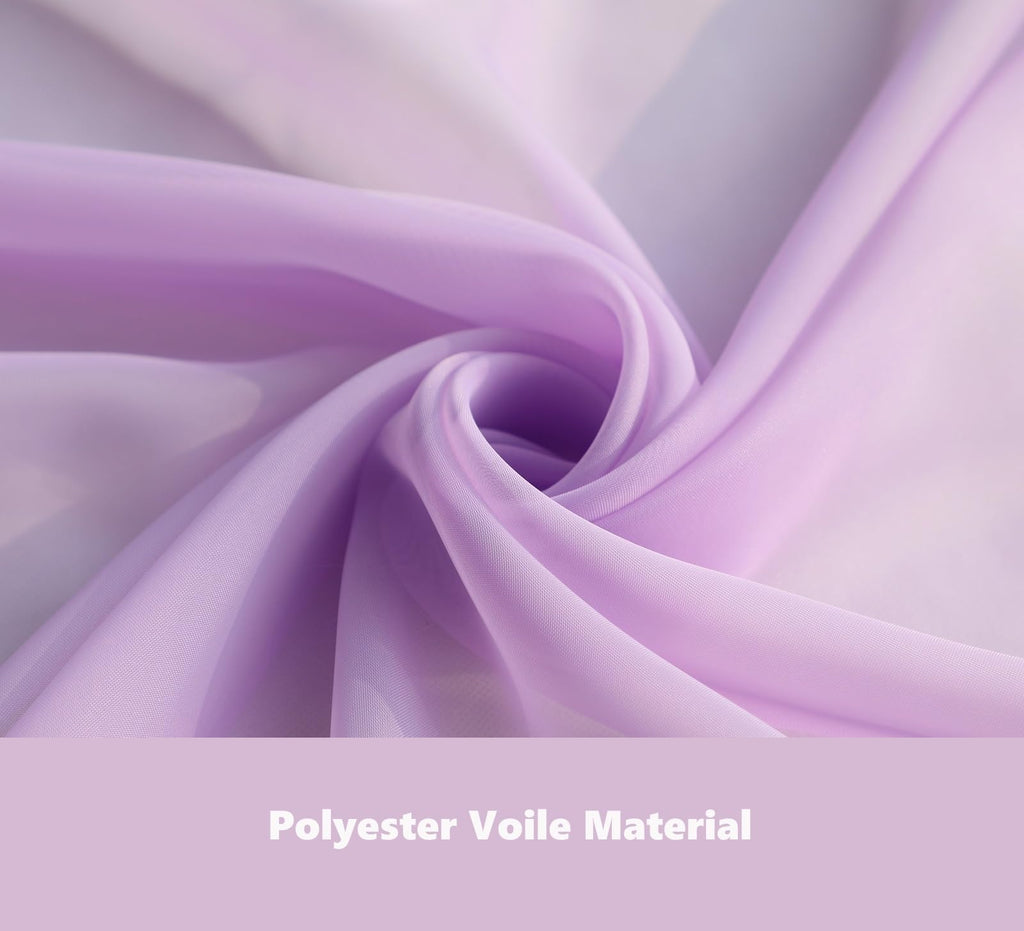 Pi Sheer Curtains,Valance Small Window Treatment Light Voile With Rod Pocket For Café/Kitchen/Bedroom/Living Room 2 Panels (W42Xl30,Violet Purple)