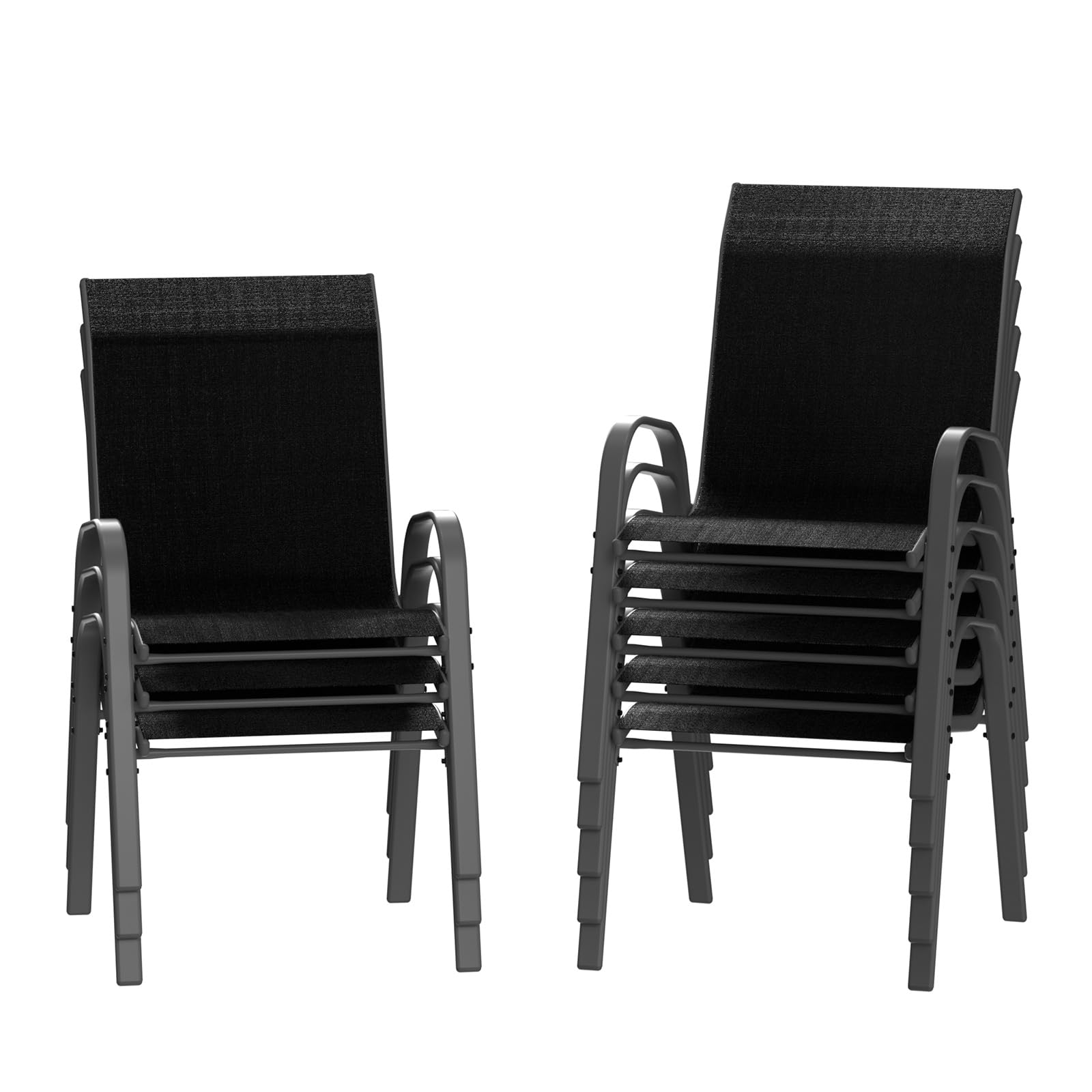 Amopatio Patio Chairs Set of 8, Outdoor Stackable Dining Chairs for All Weather, Breathable Garden Outdoor Furnitures for Backya