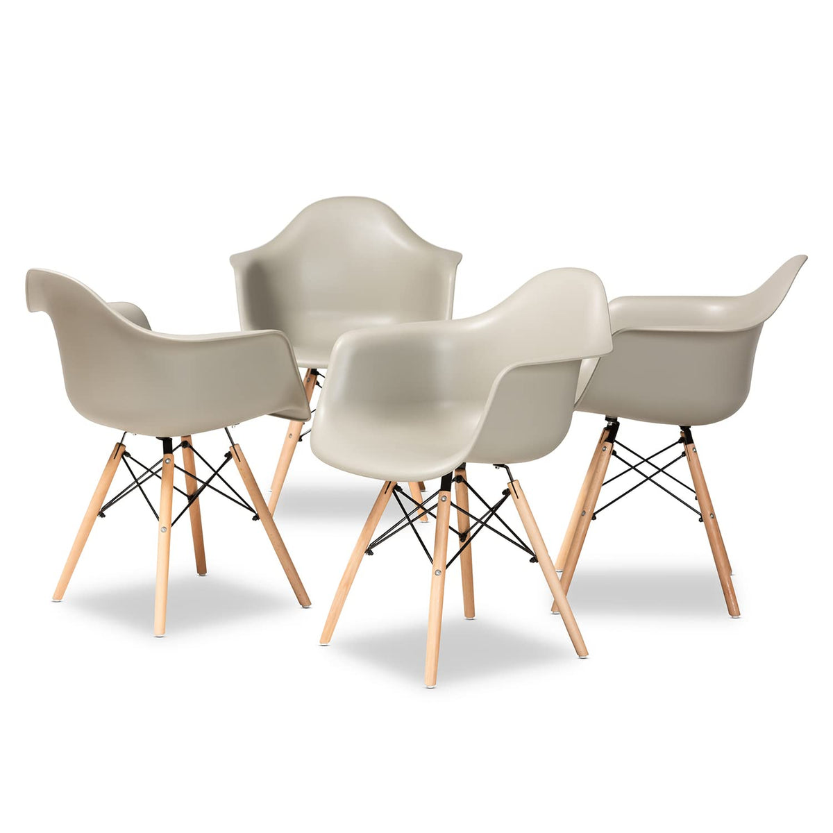 Baxton Studio Galen Beige And Oak Brown Finished Wood Dining Chair (Set Of 4)
