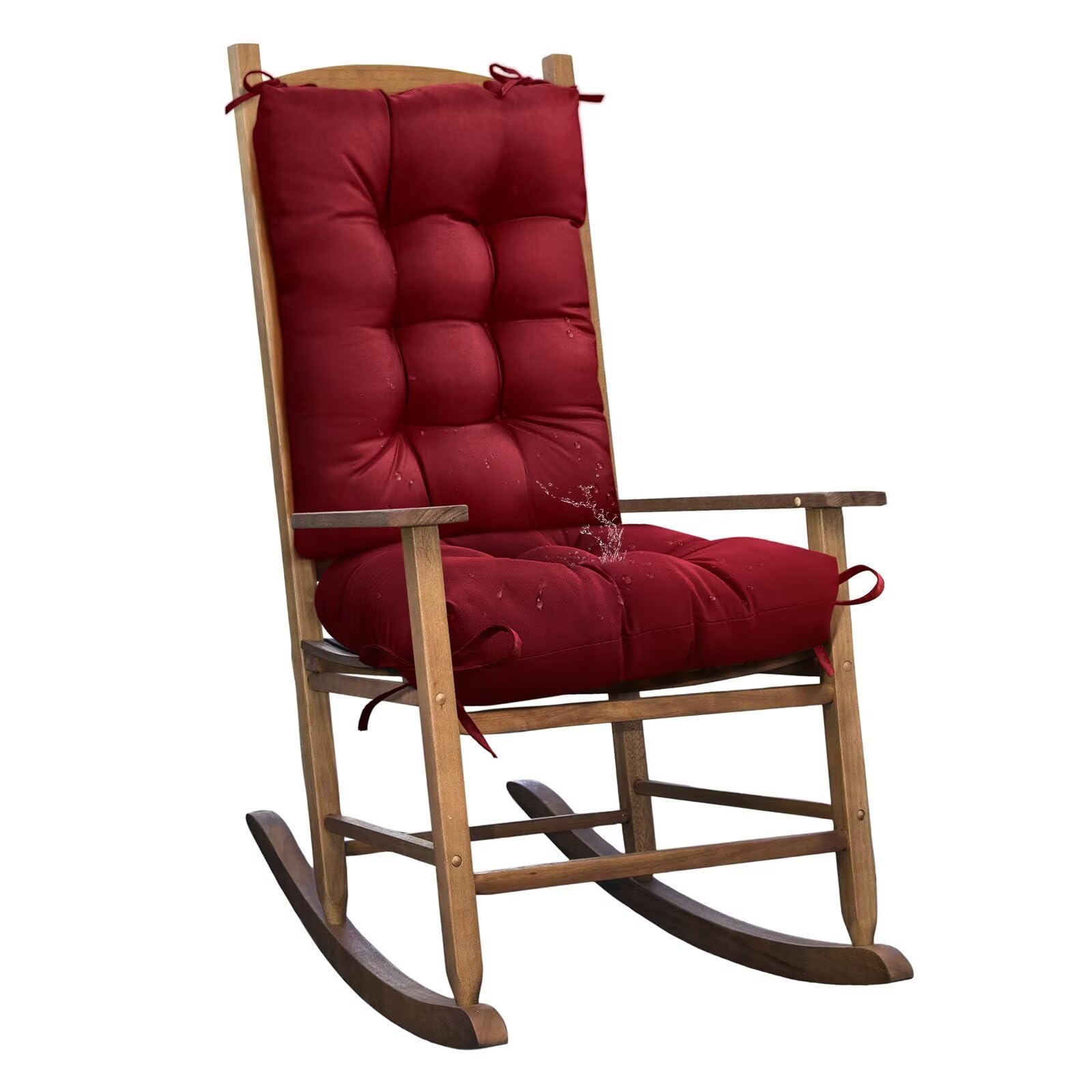 Tesica Set Of 1 Indoor Outdoor Burgundy Chair Cushion Waterproof High Back Rocking Chair Cushions Soft Patio Chair Pad For Loung