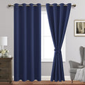 Jiuzhen Navy Blue Blackout Curtains With Tiebacks Thermal Insulated, Light Blocking And Noise Reducing Grommet Curtains For Bedroom And Living Room, Set Of 2 Window Curtain Panels, 70 X 96 Inch Length