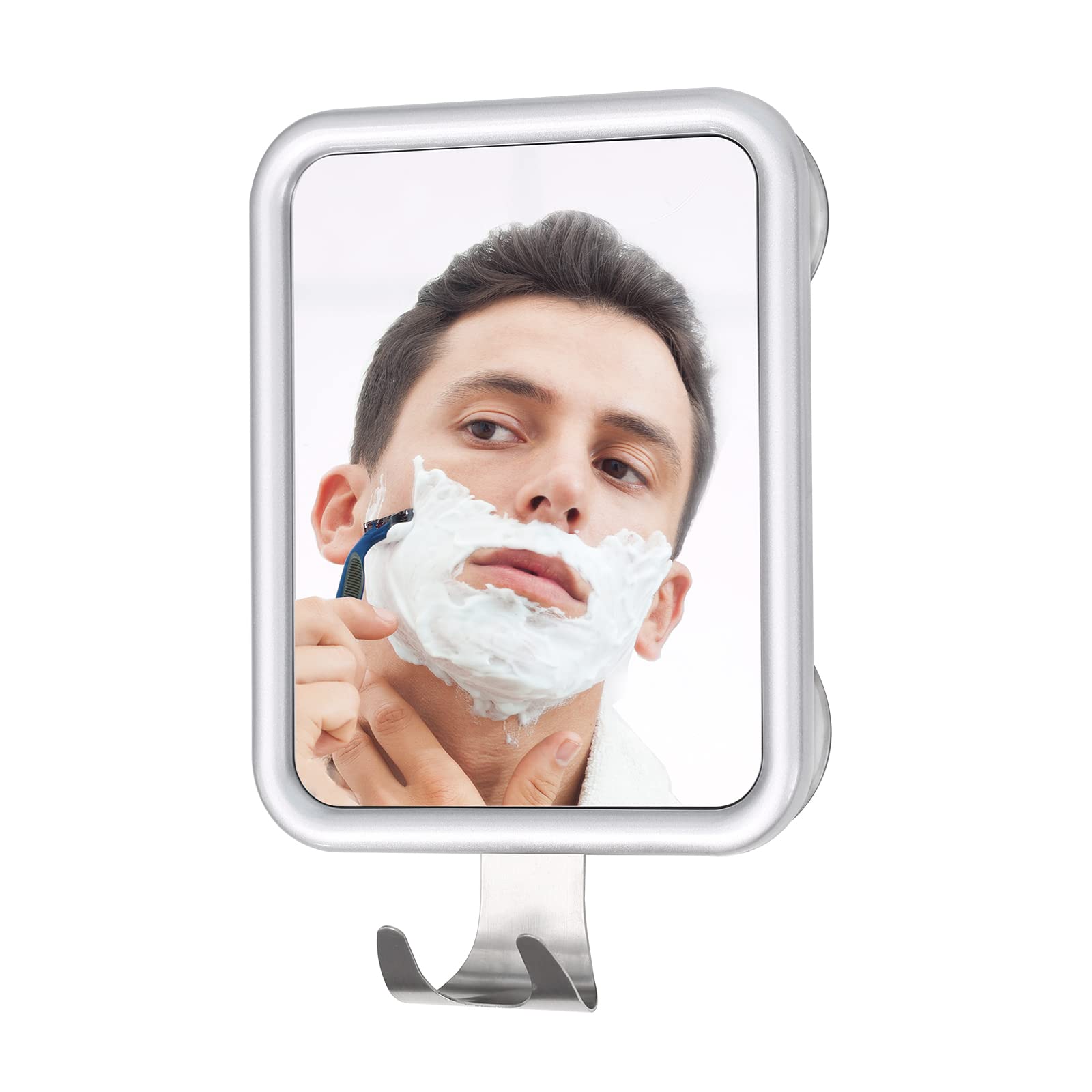 Ettori Shower Mirror Fogless for Shaving- with 4 Suctions, Anti Fog Mirror for Shower, Bathroom, Vanity, Bathtub, Razor Holder f