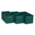 Household Essentials Fabric Storage Cube Bins, 6 Piece Set, Strong Poly-Woven Fabric, Chipboard Sides, Grommet Front Handle, Sta