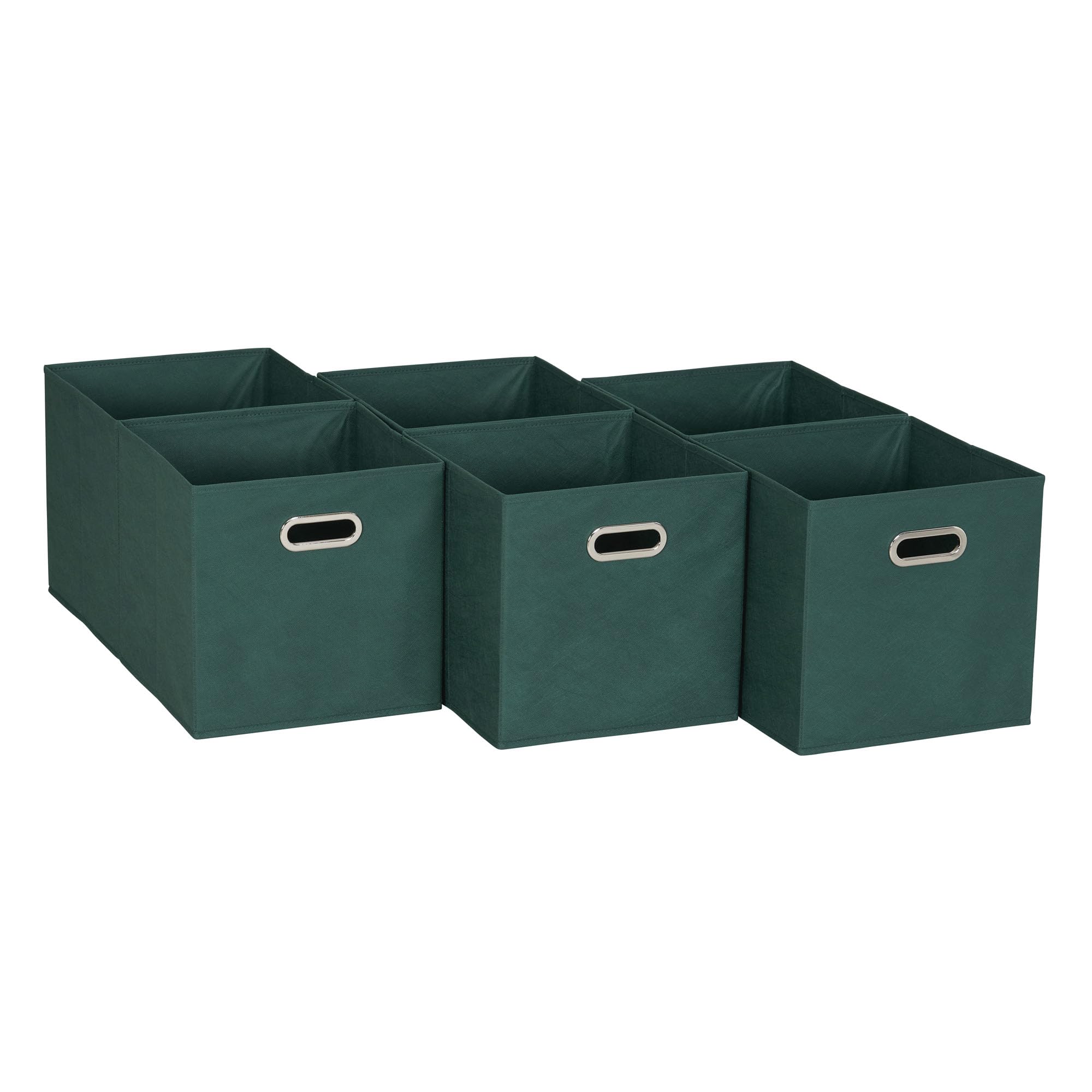 Household Essentials Fabric Storage Cube Bins, 6 Piece Set, Strong Poly-Woven Fabric, Chipboard Sides, Grommet Front Handle, Sta