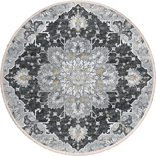 Marbella Mb3 Black Traditional Rug Round 8' X 8'
