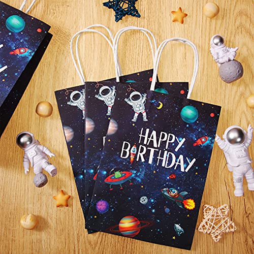 Outus 16 Pack Outer Birthday Space Party Favors Space Goody Bags With Handles Galaxy Gift Bags Kraft Paper Planet Goodie Bags Tr