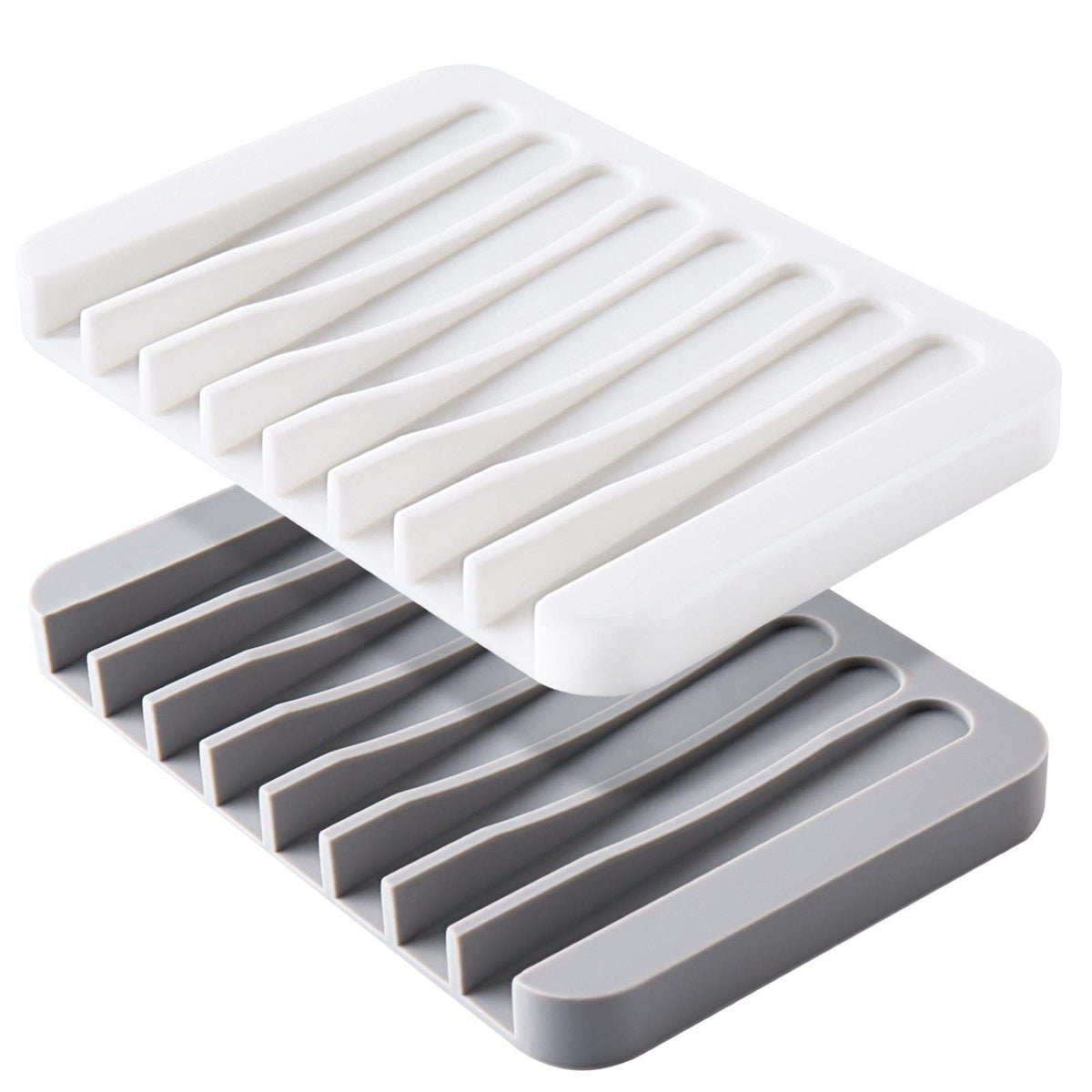 2PCS Mcyye Self Draining Soap Dishes, Premium Silicone Soap Holder & Saver for Shower, Bathroom, Kitchen, Bath Tub, Razor, Spong