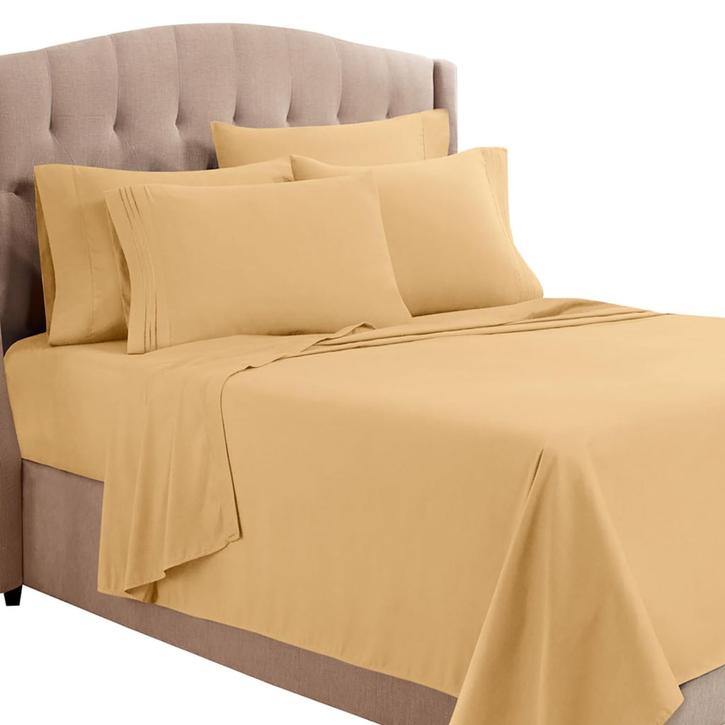 Clara Clark Twin Xl Sheets, 5 Piece Set - Hotel Luxury Sheets For Twin Xl Size Bed, Super Soft Bedding Sheets & Pillowcases, Twin Xl Size Sheets, Camel Gold