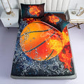 Roscloud Sports Basketball Sheets Sets Full Size - 3Pc Ice Flame Galaxy Basketball Boys Fitted Sheet(Fitted Sheet*1 Pillowcases*