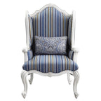 Acme Ciddrenar Fabric Upholstery Chair with Pillow in Blue and White