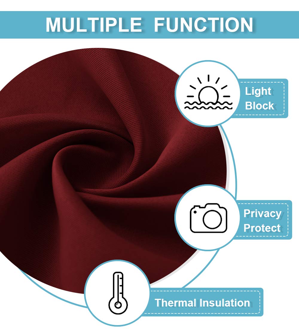 Ryb Home Blackout Door Curtains 2 Panels Set, Privacy Insulating Glass Window Door Blind Shdes For French Door Nana Door Sidelight Door Office, W 26 X L 72, Burgundy Red