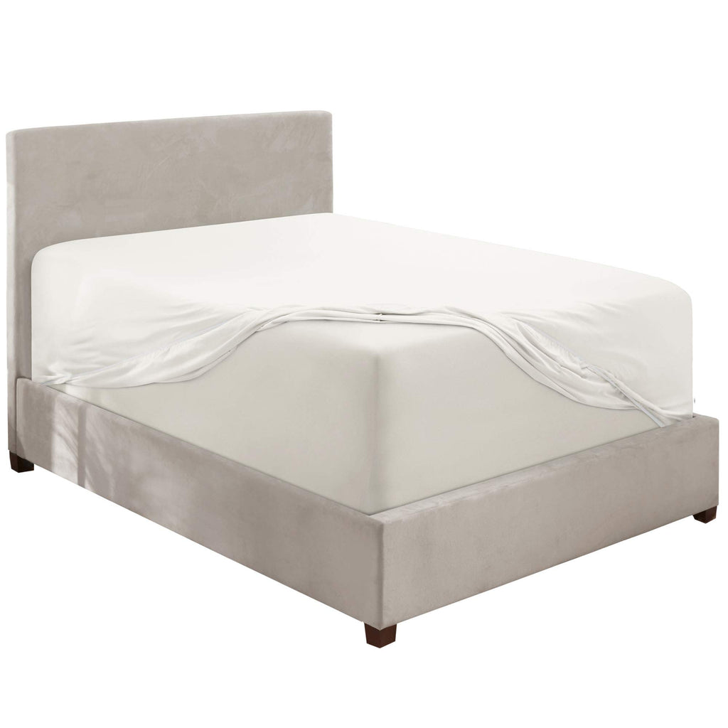 Nestl White California King Fitted Sheet, Extra Deep Pocket Cal King Fitted Sheet Only, 1800 Microfiber Fitted Bed Sheet, Ultra Soft Fitted Sheet California King Fits Up To 24 Inch Mattress