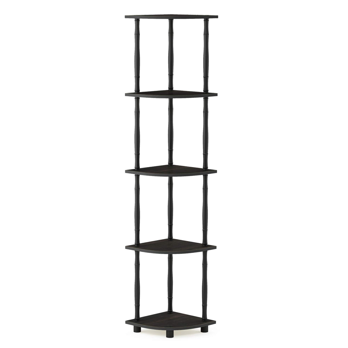 Furinno Turnntube 5 Tier Corner Display Rack Multipurpose Shelving Unit With Classic Tubes, Espresso/Black (18035Ex/Bk)