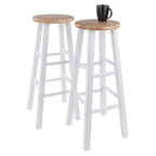 Winsome Element 2-Piece 29In Bar Stool Set, Natural/Whtie Finish, Solid Wood, Modern Design