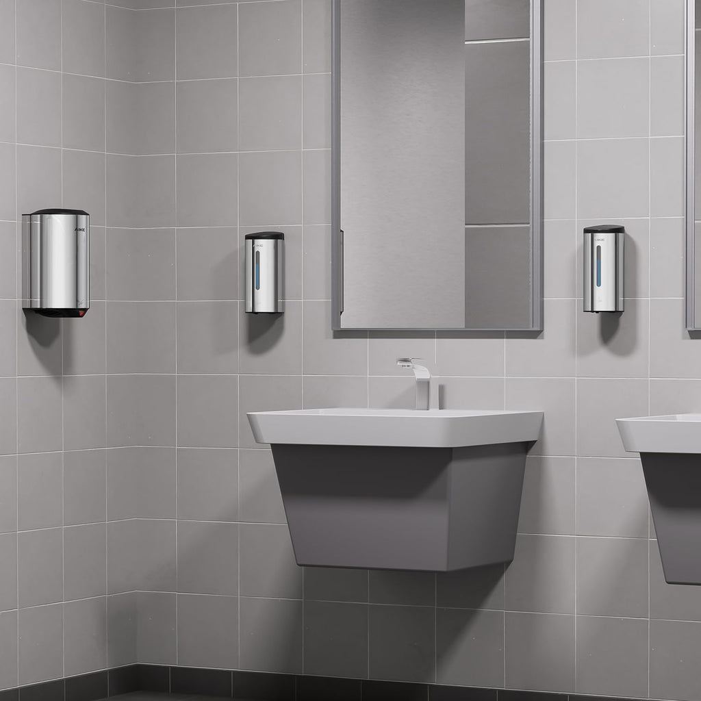 Aike Wall-Mount Automatic Liquid Soap Dispenser 27Oz Large Capacity Polished Stainless Steel Finish Model Ak1205