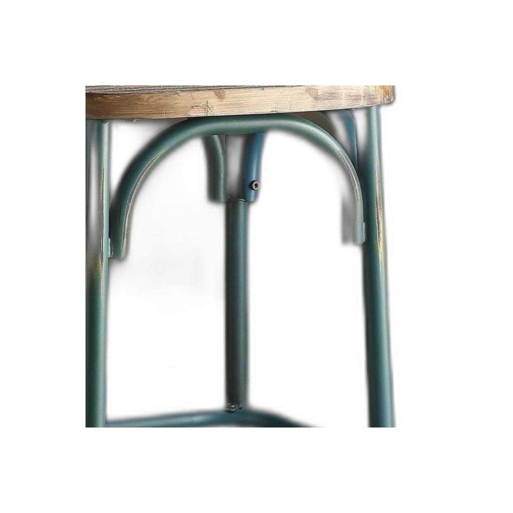 HomeRoots 43' Brown and Turquoise Iron Chair with Footrest