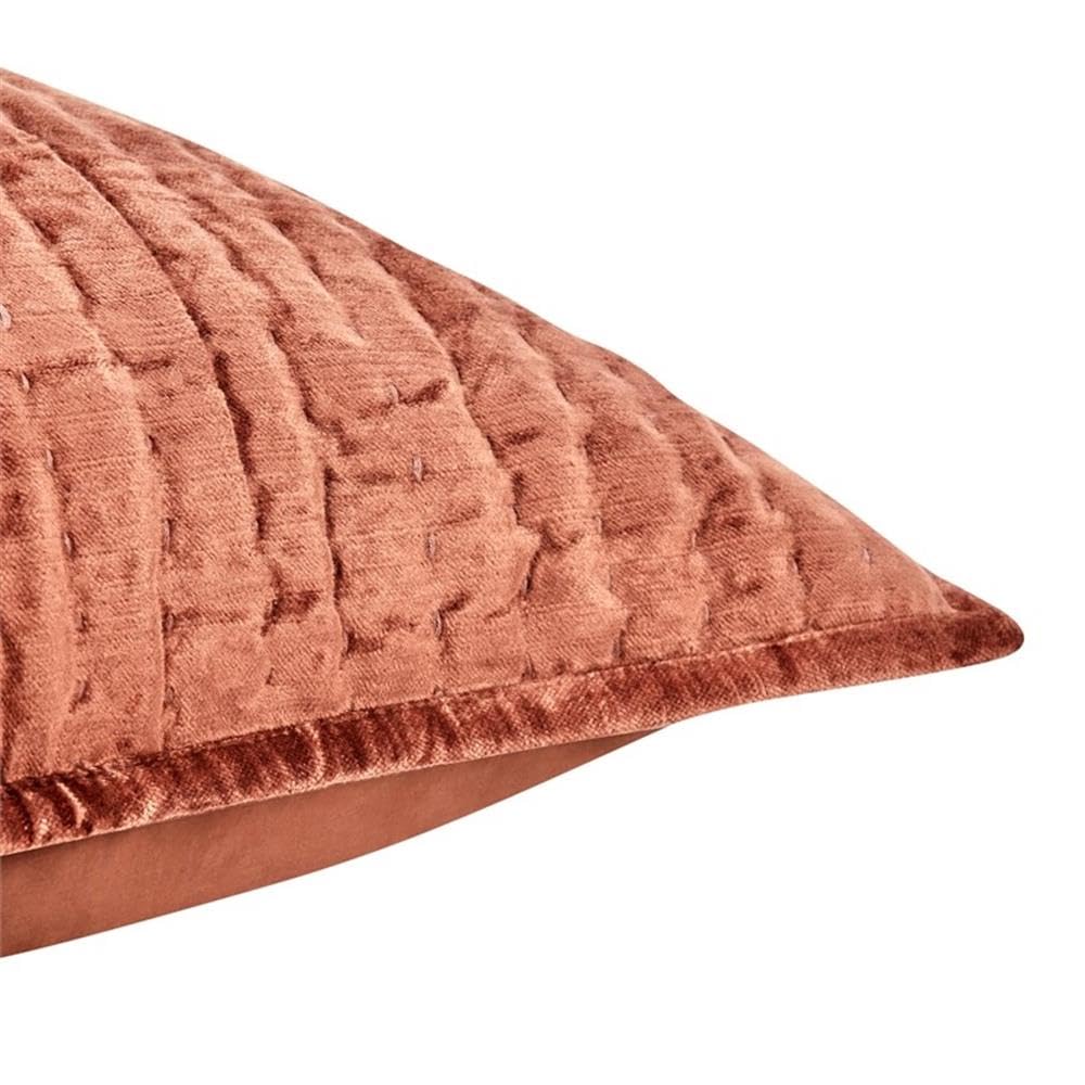 Kosas Home Dimitry 26x26 Velvet and Solid Cotton Euro Sham in Terracotta Orange