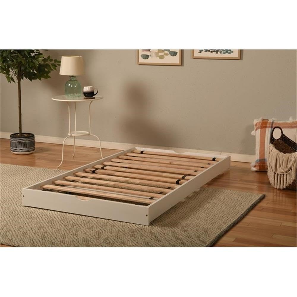 Kodiak Furniture Boho Wood Solid Wood Pop Up Bed with White Frame-Mattress Not Included