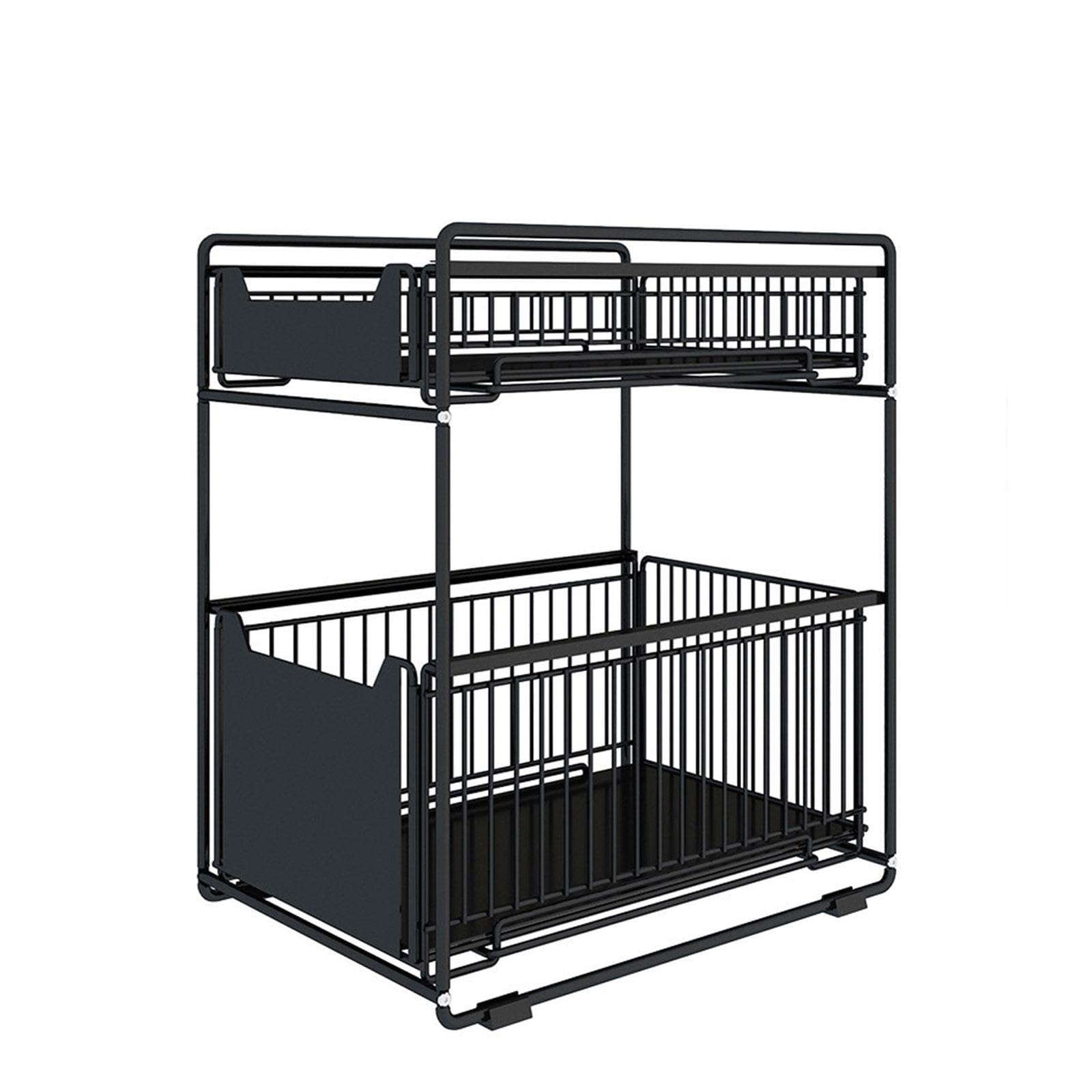 Ubervia 2 Tier Sliding Bathroom Cabinet Organizer Under Sink Organiser Rack For Home 37.5Cmx28Cmx43.5Cm