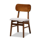 Baxton Studio Euclid Mid-Century Modern Grey Fabric Upholstered and Walnut Brown Finished Wood 5-Piece Dining Set
