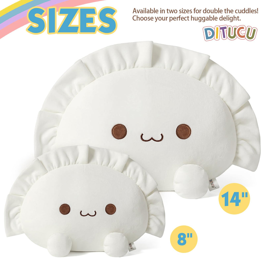 Ditucu Cute Dumpling Plush Pillow - 8 Inch Soft White Stuffed Animal Toy for Kids, Funny Food Design