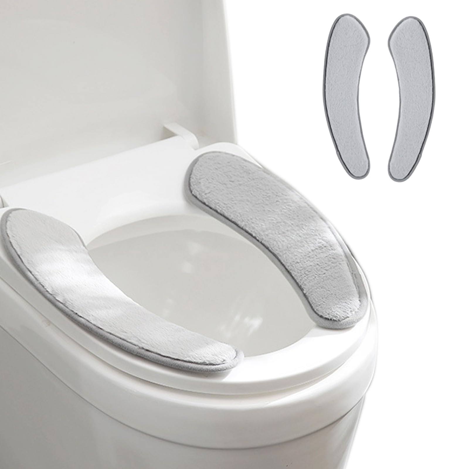 Thick and Warm Toilet Seat Cushion Cover - with Sticky Toilet Seat Cushion - Washable and Reusable Mat for Winter - Double Flap 