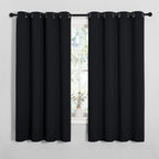 Nicetown Halloween Bathroom Blackout Curtains And Drapes, Black Solid Thermal Insulated Grommet Blackout Drapery Panels For Wind