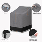 Easy-Going Heavy Duty Outdoor Stackable Chair Cover, Waterproof Patio Chair Cover, Windproof Outdoor Furniture Cover With Air Vent (1 Pack-28Wx36Dx47H Inch, Gray/Black)