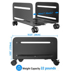 Agptek Cpu Stand, Computer Tower Stand Adjustable Width From 4.7' To 8.2' With 2 Locking Wheels And 2 Caster Wheels, Upc Steel Rolling Stand Computer Stand For Desktop Tower (Black)