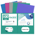 Two Pocket Folders, Razcc 100 Pack 2 Pocket Folders Fit Letter Size Paper, Paper Folders With Pockets For School Office Business