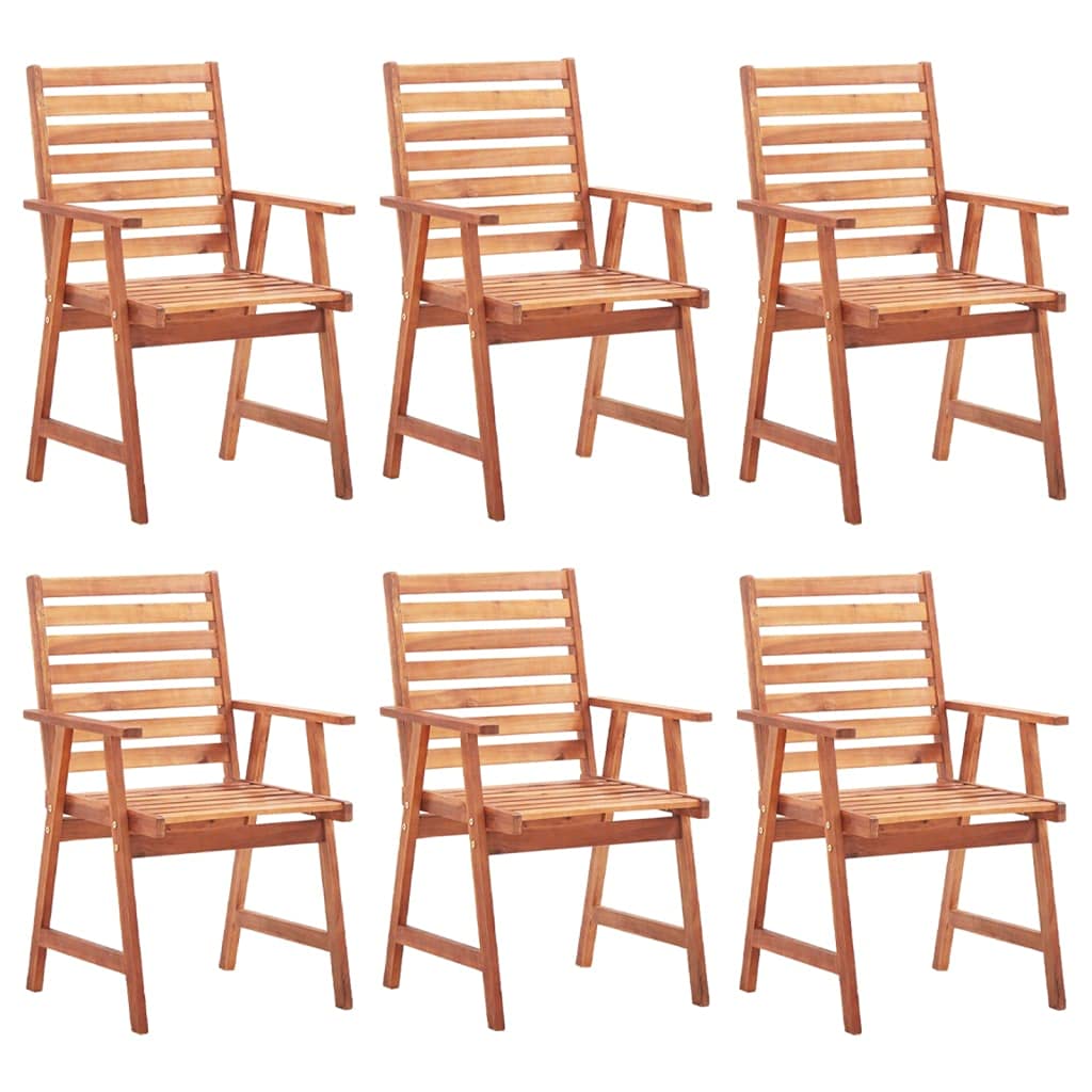 vidaXL 6X Solid Acacia Wood Patio Dining Chairs with Cushions Garden Balcony Backyard Terrace Wooden Chair Dinner Dinette Furniture