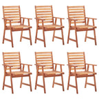 vidaXL 6X Solid Acacia Wood Patio Dining Chairs with Cushions Garden Balcony Backyard Terrace Wooden Chair Dinner Dinette Furniture