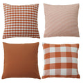 Hoplee Orange Farmhouse Pillow Covers 22X22 Orange Throw Pillow Covers Cushion Cover With Buffalo Plaid, Solid Orange, Striped A