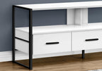 Monarch Specialties I 2615 Tv Stand, 48 Inch, Console, Media Entertainment Center, Storage Drawers, Living Room, Bedroom, Laminate, Metal, White, Black