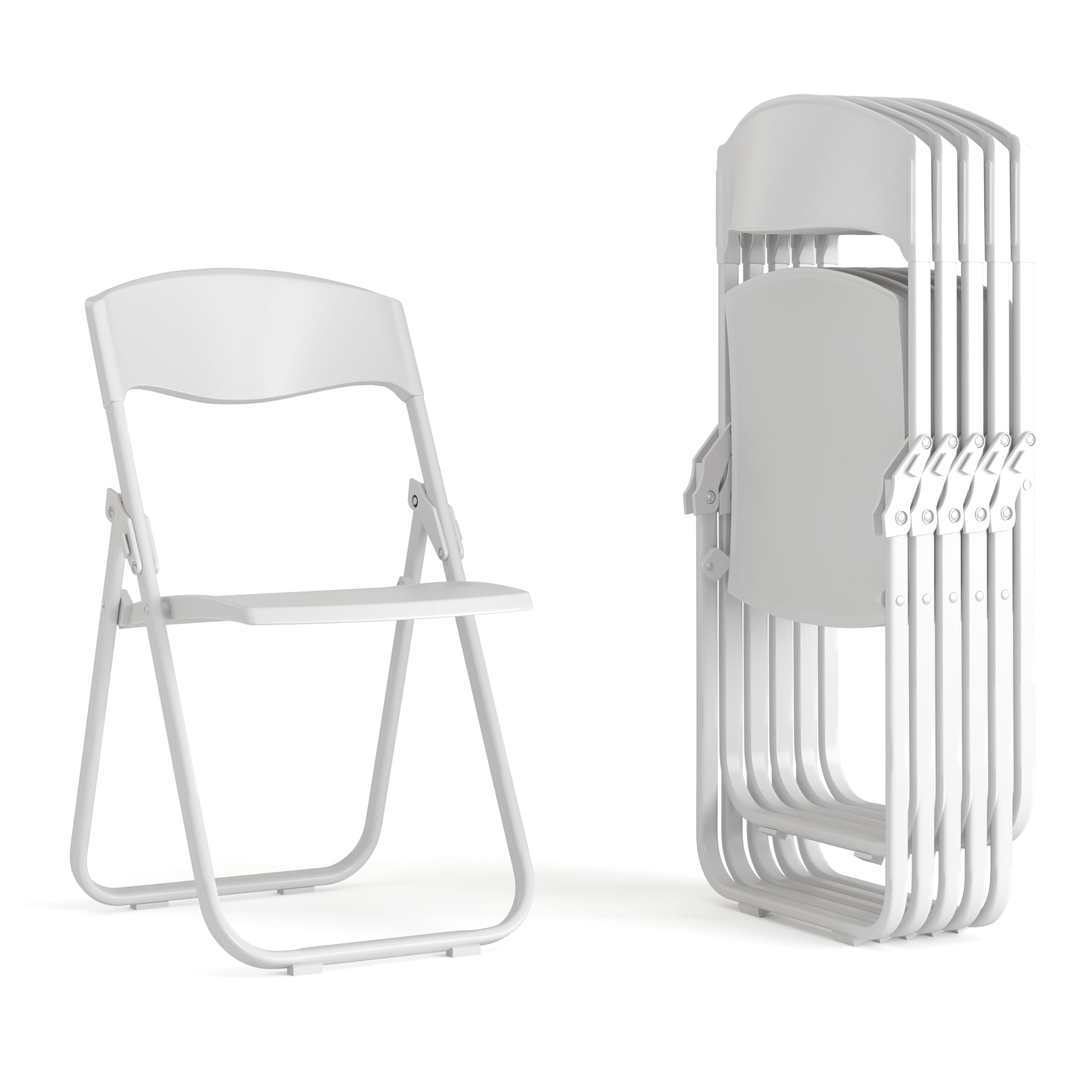 6 Pk. 880 lb. Capacity White Plastic Folding Chair with Ganging Brackets