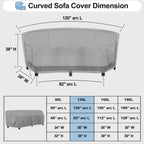 Outdoorlines Waterproof Curved Outdoor Sectional Cover - Uv Resistant Windproof Patio Sectional Sofa Covers For Deck, Lawn And Backyard, Heavy Duty Furniture Covers (120Lx36Dx38Hx82Fl, Gray)
