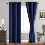 Jiuzhen Blackout Curtains For Bedroom - Light Blocking And Noise Reducing Grommet Room Darkening Curtains 84 Inch Length 2 Panels Set (38 X 84 Inch, Navy Blue)