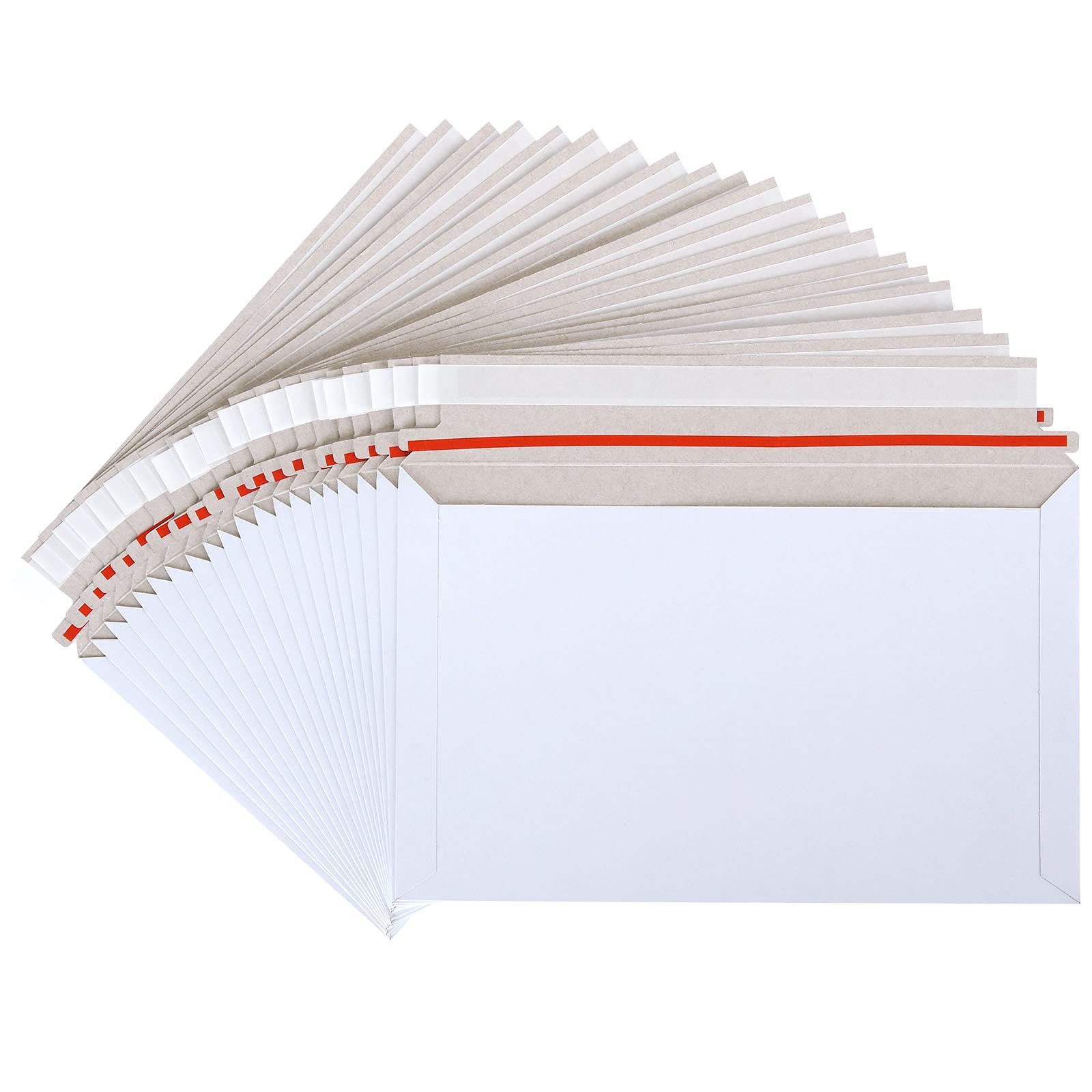 100 Pcs Rigid Mailers 6X10 Inch Self Seal Photo Document Mailers, White Cardboard Envelopes, Stay Flat Mailers, Rigid Paperboard