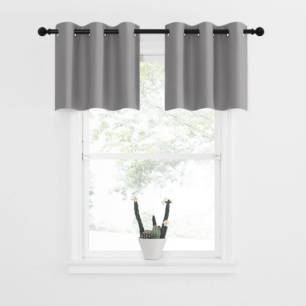 Nicetown Rv Window Curtains, Blackout Curtain Valances Small Window Decor Energy Efficiency Tiers For Kitchen Bedroom Basement Bath Tub Cafe, 42 Inch Width X 18 Inch Length, Silver Grey, 2 Panels